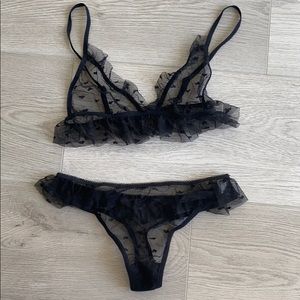 Black heart mesh lingerie